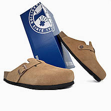 Чоловічі шльопанці Birkenstock Boston Soft Footbed Suede Leather Mink 1009542/1009543, фото 4