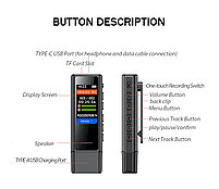 Міні диктофон Amoi M2 32GB цифровий MP3 плеєр з кліпсою і вбудованим динаміком, фото 4