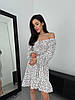 Молочна літня легка міні сукня крою кльош в квітковий принт з приємної м'якої тканини софт, фото 5