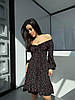 Чорна літня легка міні сукня крою кльош в квітковий принт з приємної м'якої тканини софт, фото 2