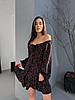 Чорна літня легка міні сукня крою кльош в квітковий принт з приємної м'якої тканини софт, фото 6