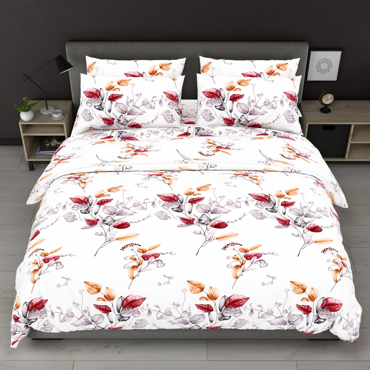 Наволочка на блискавці 70х70 (Бязь) | Від виробника "Королева Ночі" | Рослини на світлому, фото 1