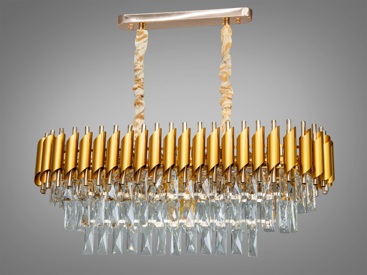 Кришталева люстра овальної форми Mumbai на 8 ламп золото+золото 9001-800X300GD+SGD, фото 1