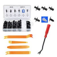 Набір автомобільних кліпс 100шт + інструменти для зняття обшивки, універсальні кліпси і фіксатори