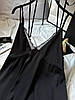 Чорне жіноче мінімалістичне елегантне шовкове плаття-комбінація вільного крою на тонких бретелях, фото 9