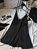 Чорне жіноче мінімалістичне елегантне шовкове плаття-комбінація вільного крою на тонких бретелях, фото 7