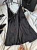 Чорне жіноче мінімалістичне елегантне шовкове плаття-комбінація вільного крою на тонких бретелях, фото 10