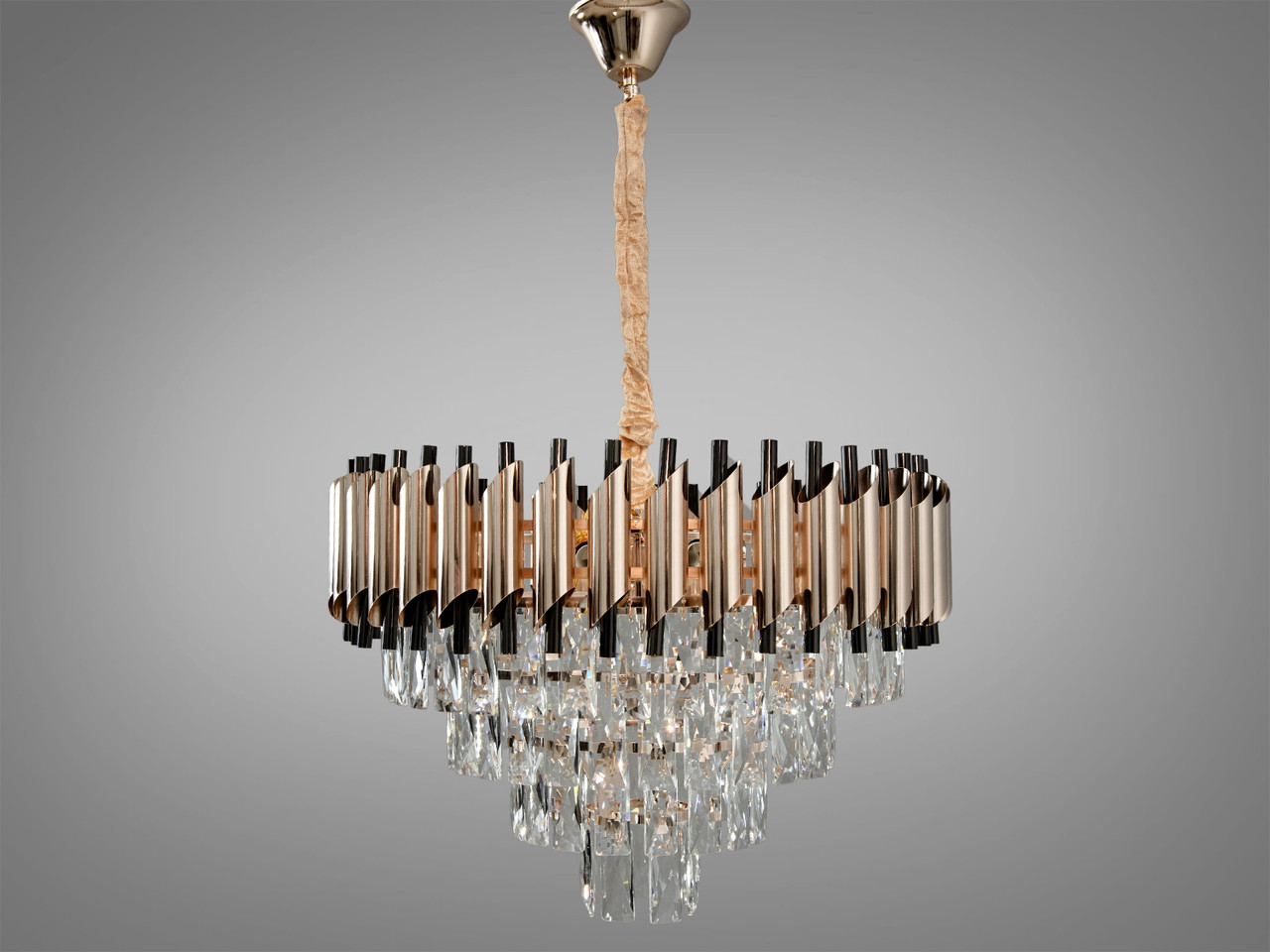 Сучасна кришталева люстра на 9 ламп золото + чорний 9001-550SGD+PB