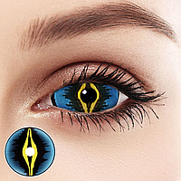 Склеральні сині лінзи Енімал Елоу | Жовті лінзи на все око Склери 22 мм | Лінзи Жовті
