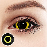 Склеральні жовті лінзи Хоррор елоу | Жовті лінзи на все око | Склери 22 мм | Лінзи жовте око