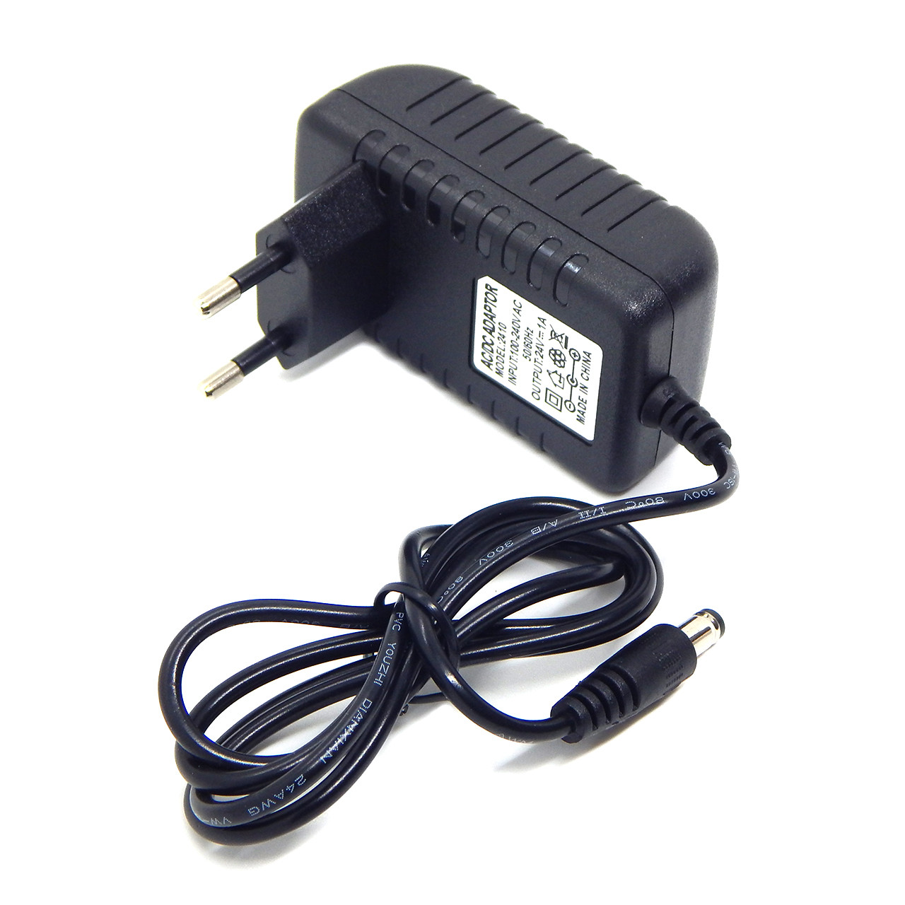 Блок живлення мережевий 24 В 1 А з роз'ємом 5.5x2.1 мм, універсальний імпульсний адаптер 24V 1A для електроніки, фото 1