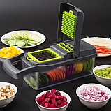 Овочерізка шатківниця ручна, мультислайсер тертка з контейнером 14 в 1 Veggie Slicer. Подрібнювач продуктів, фото 10