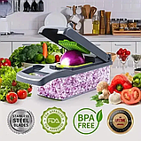 Овочерізка шатківниця ручна, мультислайсер тертка з контейнером 14 в 1 Veggie Slicer. Подрібнювач продуктів, фото 4
