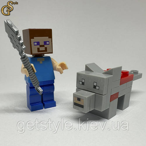 Фігурка Майнкрафт і вовк Minecraft Wolf