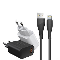 Зарядний пристрій WUW-T73 USB QC3.0 18W Lightning (чорне)