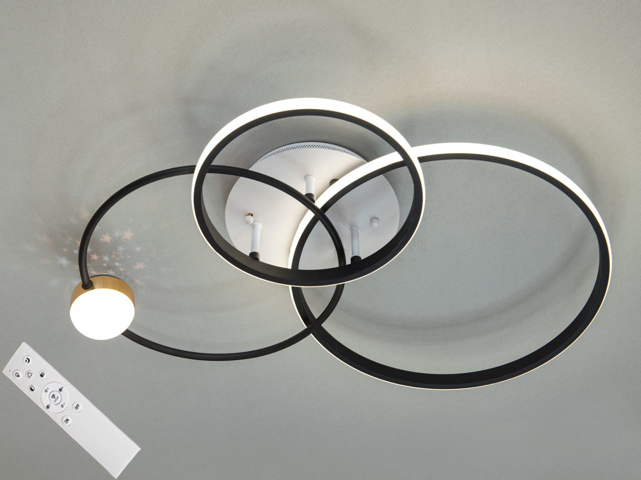 Світлодіодна люстра зоряне небо з пультом Diasha 55W білий + чорний