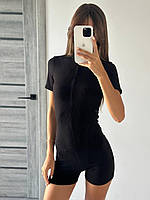 Трендовий комбез з утяжкою , колір: чорний розмір: 40-42; 42-44