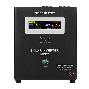 Сонячний інвертор (ДБЖ) LogicPower LPY-С-PSW-1500VA (1050Вт) MPPT 24V