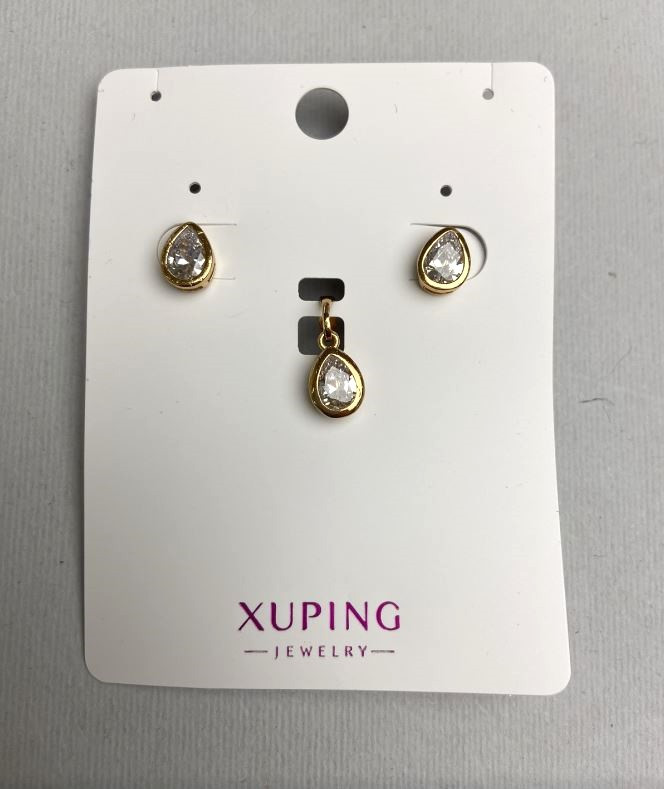 Сережки і кулон Xuping 9х7мм 15мм позолота 18к
