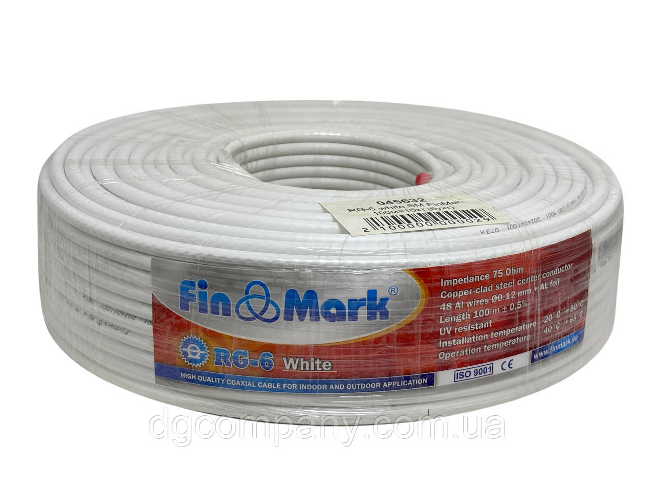 Телевізійний кабель Finmark RG-6,білий,100м