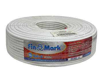 Телевізійний кабель Finmark RG-6,білий,100м