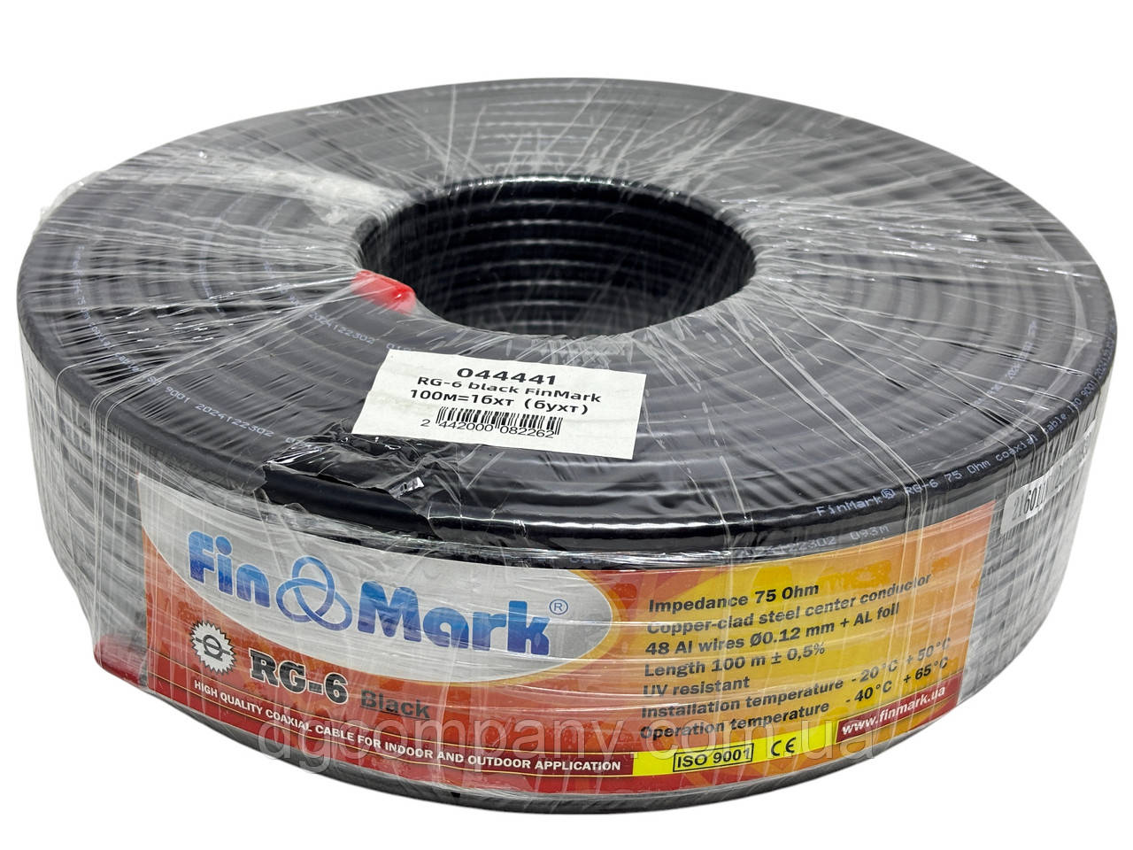 Телевізійний кабель Finmark RG-6,чорний,100м