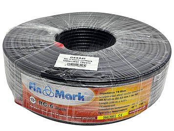 Телевізійний кабель Finmark RG-6,чорний,100м