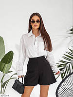 Шорти жіночі короткі міністильні ефектні розкльошені із завищеною талією розміри 40-48