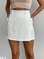 Спідниця-шорти жіноча коротка міні приталена по фігурі класична стильна із завищеною талією костюмна