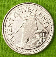 Монета Барбадосу 25 центів 2008 р.