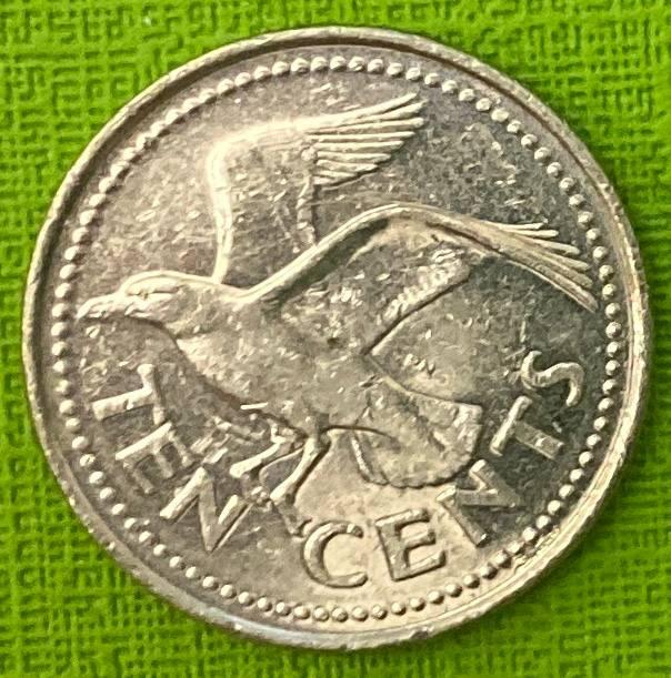 Монета Барбадосу 10 центів 2001-09 рр.