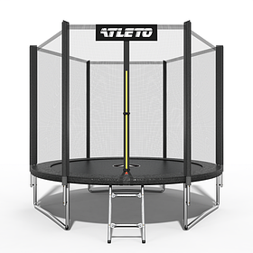 Батут дитячий з сіткою та драбинкою 252 см Atleto чорний