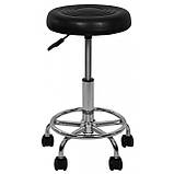 Крісло табурет на колесах без спинки кругле Bonro B-493 чорне, фото 2