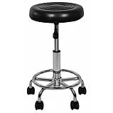 Крісло табурет на колесах без спинки кругле Bonro B-493 чорне, фото 7