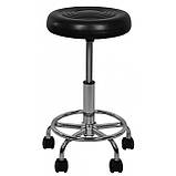 Крісло табурет на колесах без спинки кругле Bonro B-493 чорне, фото 8