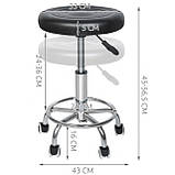 Крісло табурет на колесах без спинки кругле Bonro B-493 чорне, фото 9