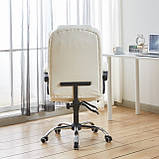 Крісло офісне на колесах Bonro BN-6071 біле з підставкою для ніг, фото 3