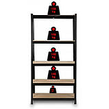 Стелаж металевий 150х70х30см Siker GoodTool P7030 чорний 5 полиць, фото 5