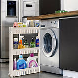 Полиця етажерка для ванної на колесах сіра Bonro B03, фото 8