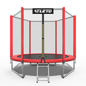 Батут дитячий з сіткою та драбинкою 252 см Atleto червоний