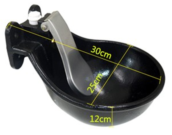 Поїлка чашкова чавунна 2,2 л для ВРХ (корови, телята, коні) з нержавіючим язиком і латунним клапаном, фото 1