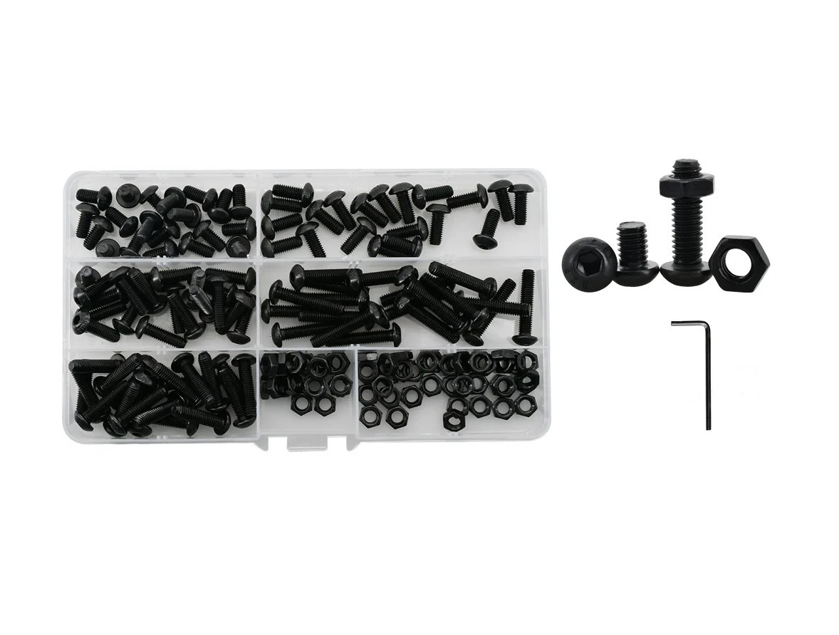 Гвинти шестигранні M5, з напівкруглою головкою, 100 шт, болти для FPV-дронів, 3D-принтерів, електроніки, чорні, сталеві