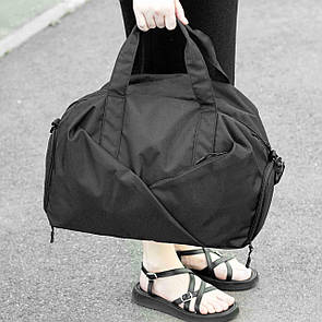 Жіноча дорожня спортивна сумка з відділення під взуття Vast з матеріалу Oxford чорна на 27 літрів