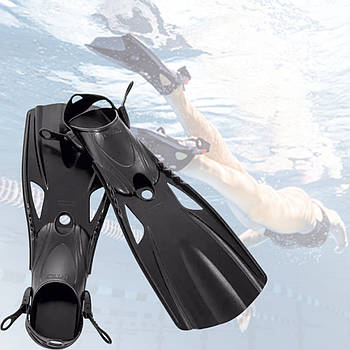 Ласти для підводного дайвінгу та плавання Intex 55634 Чорні Ласти з регулюванням розміру 38-40