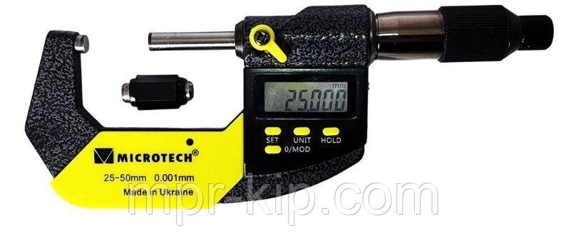 Мікрометр цифровий МКЦ-50 IP65, діапазон 25-50 мм, дискретність 0,001 мм, RS-232, держреєстр №У1987-95, Україна, фото 1