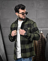Чоловіча рубашка в клітинку хаки ДЛ6441