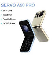 Складной Мобильный Телефон SERVO A50 PRO Retro Flip Mobile 2 SIM карты 2G, ФОНАРИК
