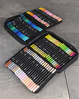 Набір скетч маркерів для малювання 168шт в пеналі / Акварельні маркери / Двосторонні маркери для скетчини