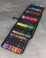 Акварельні маркери двосторонні 100шт із сумкою, Color pencil / Набір маркерів для малювання НП4995