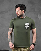 Хлопкова мілітарі футболка пустош олива ДЛ6352
